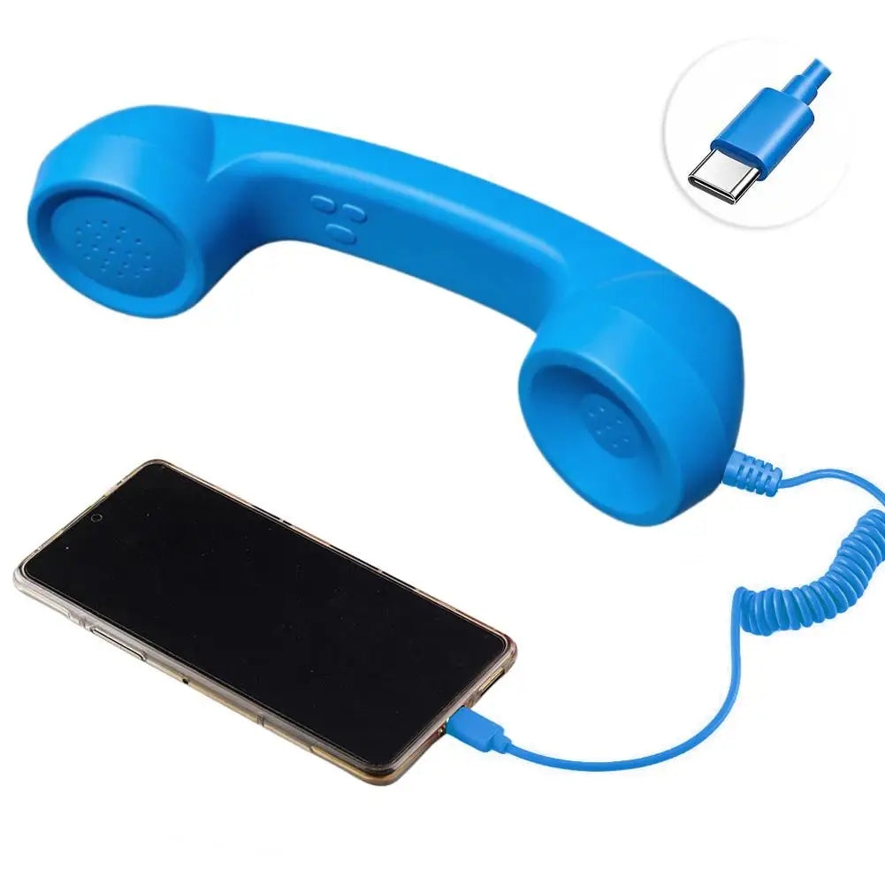 Type-C Retro Phone Telephone Receivers Retro Phone Handset Radiation Proof Handheld Phone Receiver for Mobile Phones