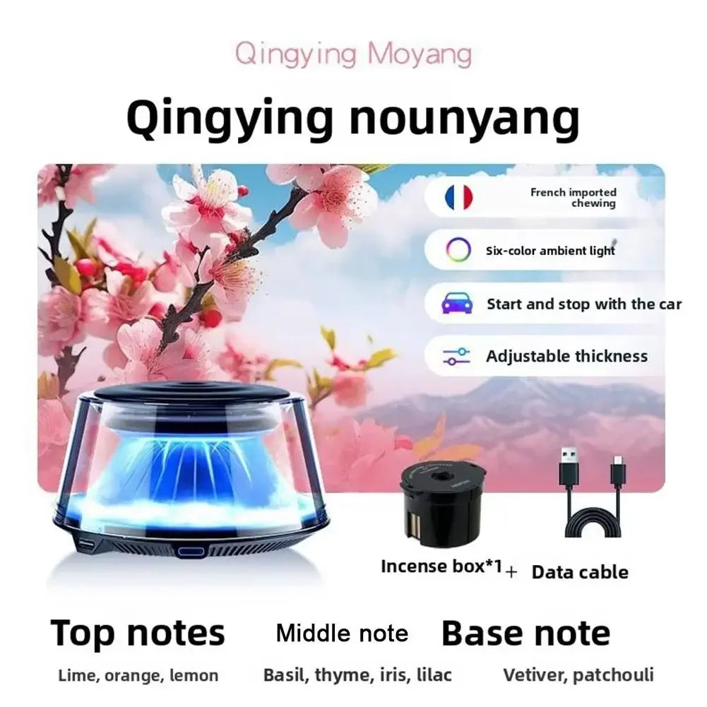 Smart Car Aromatherapy Diffuser Auto Spray Ambient Snow Cloud View Air Freshener Perfume Mountain Light S8Y2