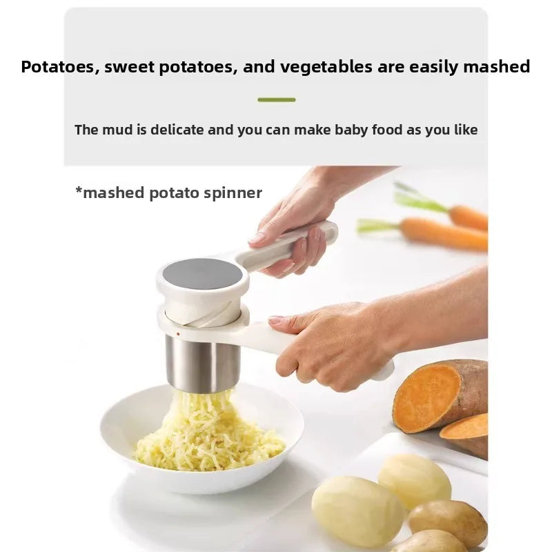 Multi-functional manual potato, garlic, and lemon masher - spinning crusher & crusher