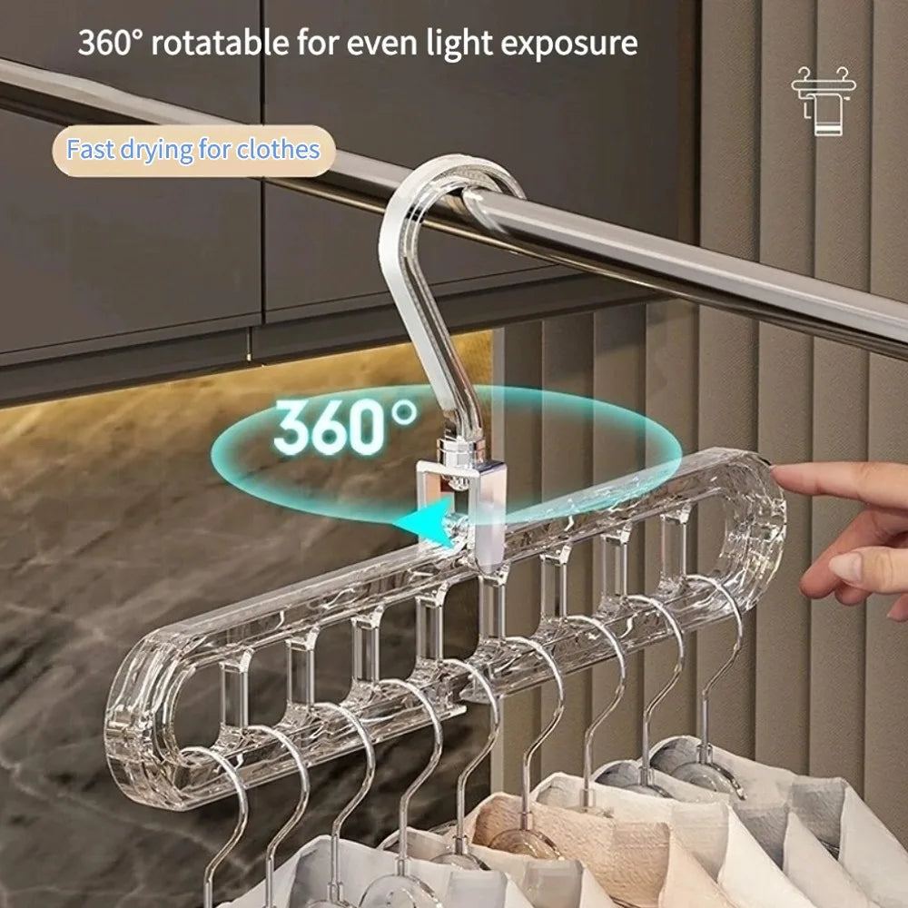 Thickened 9-Hole Foldable Clothes Hanger Multifunctional Magic Hanger Space Saving Wardrobe Organizer Transparent Hanging Rack