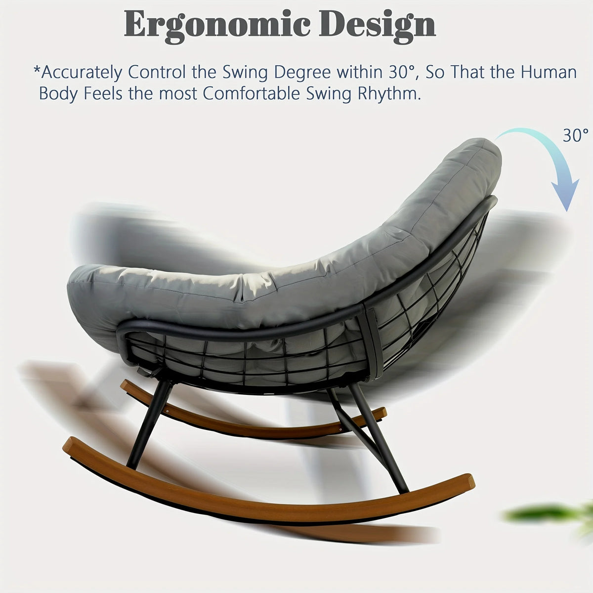 2027 NEW Outdoor Patio Rocking Chair, Extra-Large Double Papasan Rocking Chair with Coated Steel Frame and Thick Cushions.