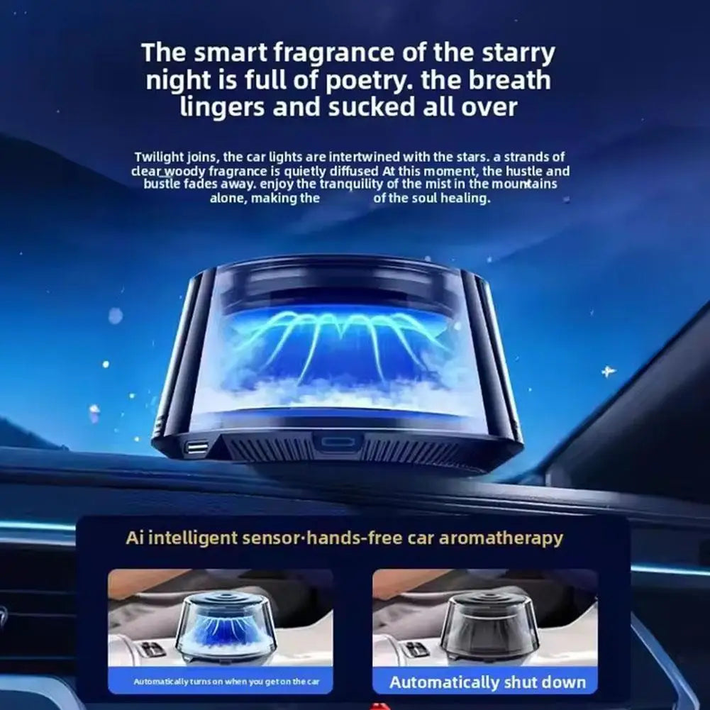 Smart Car Aromatherapy Diffuser Auto Spray Ambient Snow Cloud View Air Freshener Perfume Mountain Light S8Y2