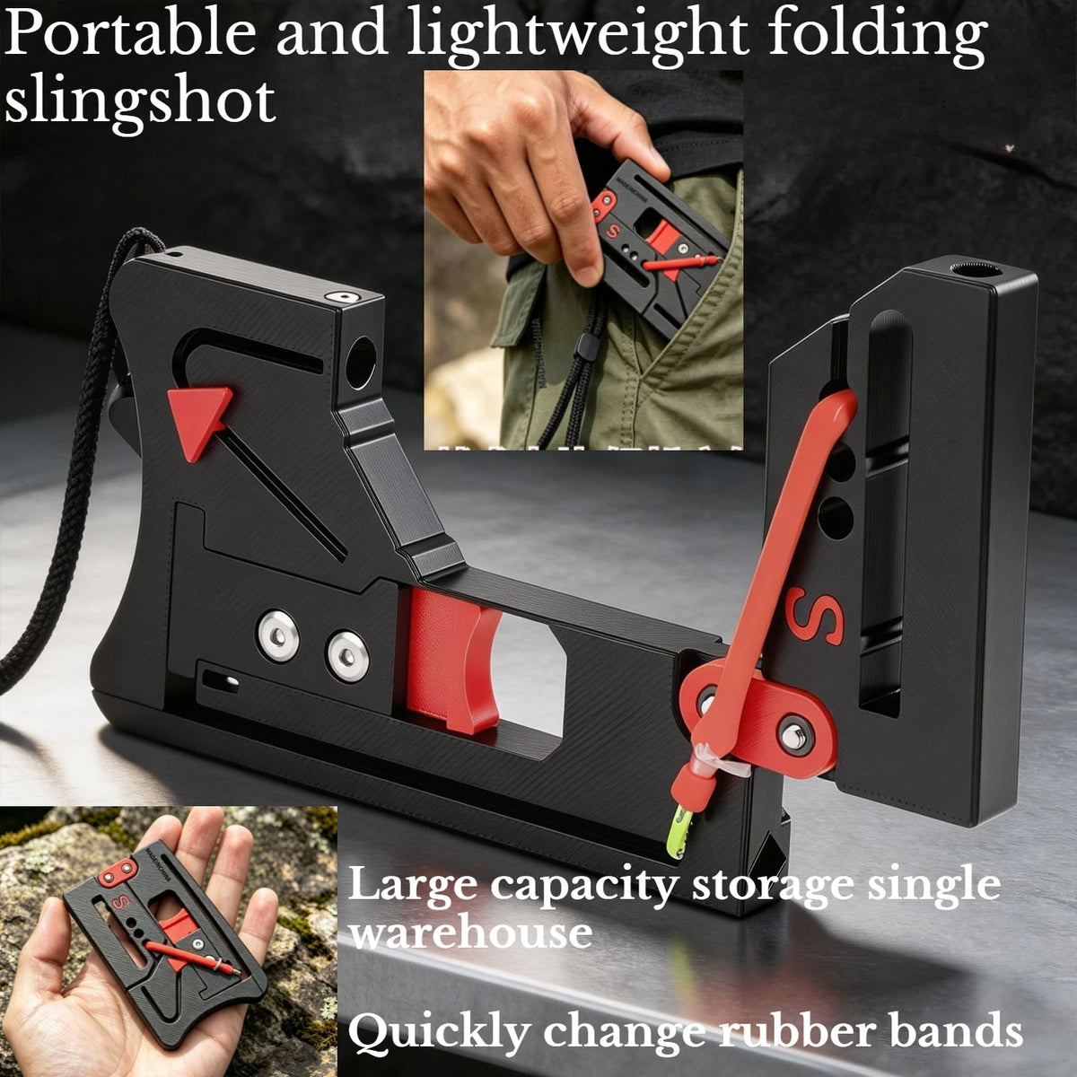 Portable Automatic Foldable Outdoor Non Competitive and Upgraded New Non-metallic Hunting Tool with Rubber Bands