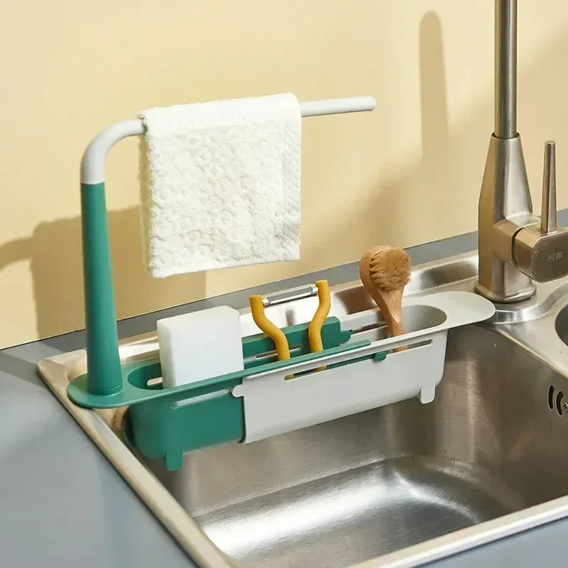 New Sink Drain Rack Storage Basket Kitchen Gadgets Telescopic Sink Shelf Sinks Organizer Soap Sponge Holder Accessories Tool