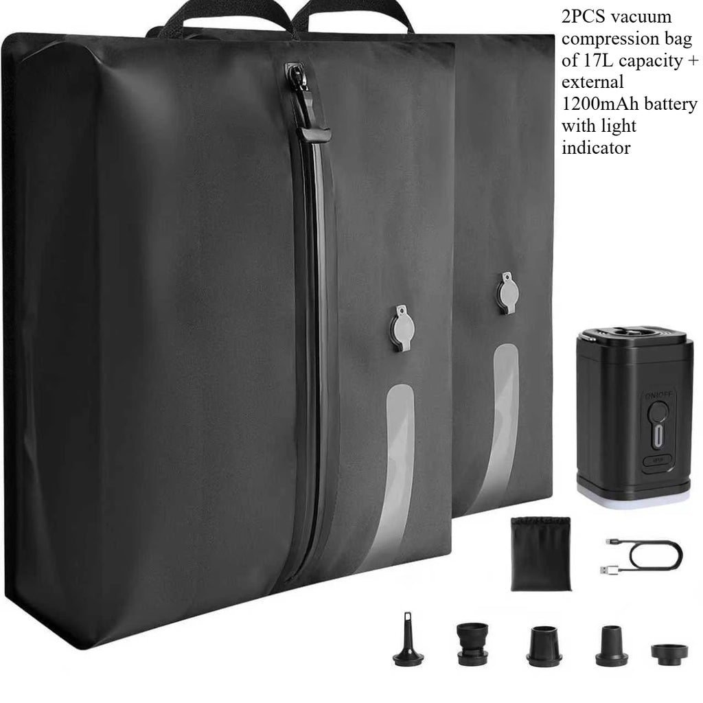 Automatic Vacuum Bag Built-in Air Pump Reusable Storage Bag Folding Outdoor Travel Compression Bag for Suitcases Backpack