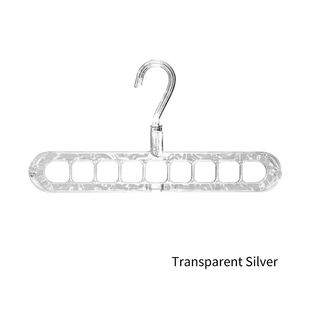 Thickened 9-Hole Foldable Clothes Hanger Multifunctional Magic Hanger Space Saving Wardrobe Organizer Transparent Hanging Rack