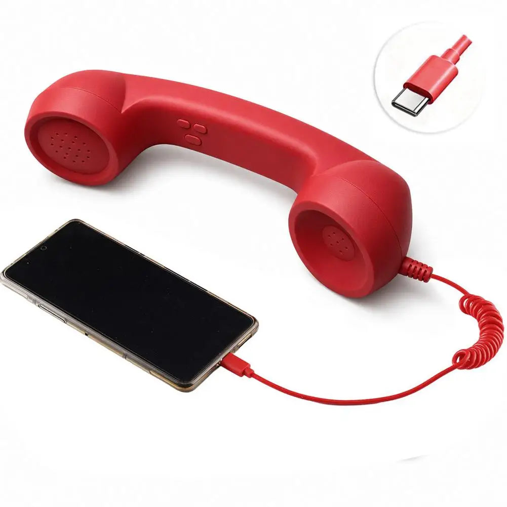 Type-C Retro Phone Telephone Receivers Retro Phone Handset Radiation Proof Handheld Phone Receiver for Mobile Phones
