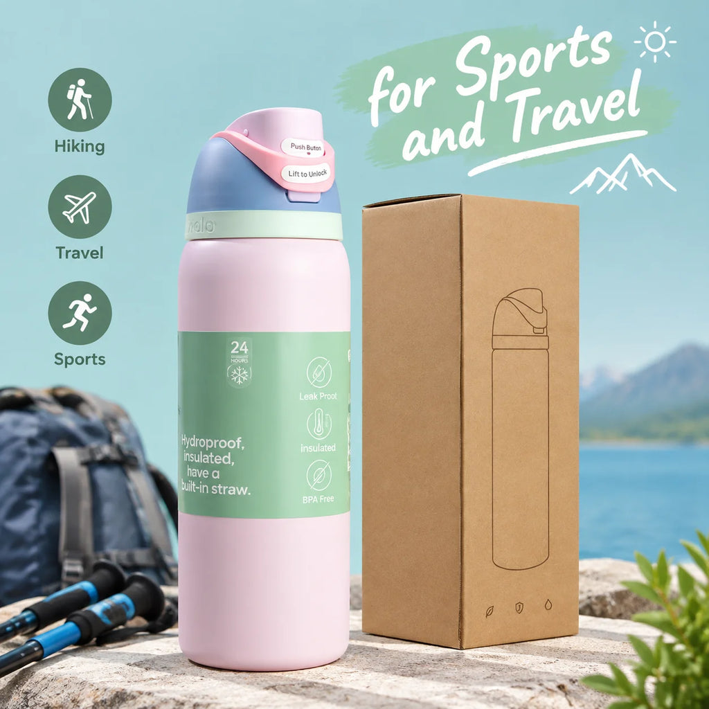 New Sports Water Cup 24Oz Insulated Stainless Water Bottle With Lid Insulated Stainless Water Bottle With for Sports and Travel