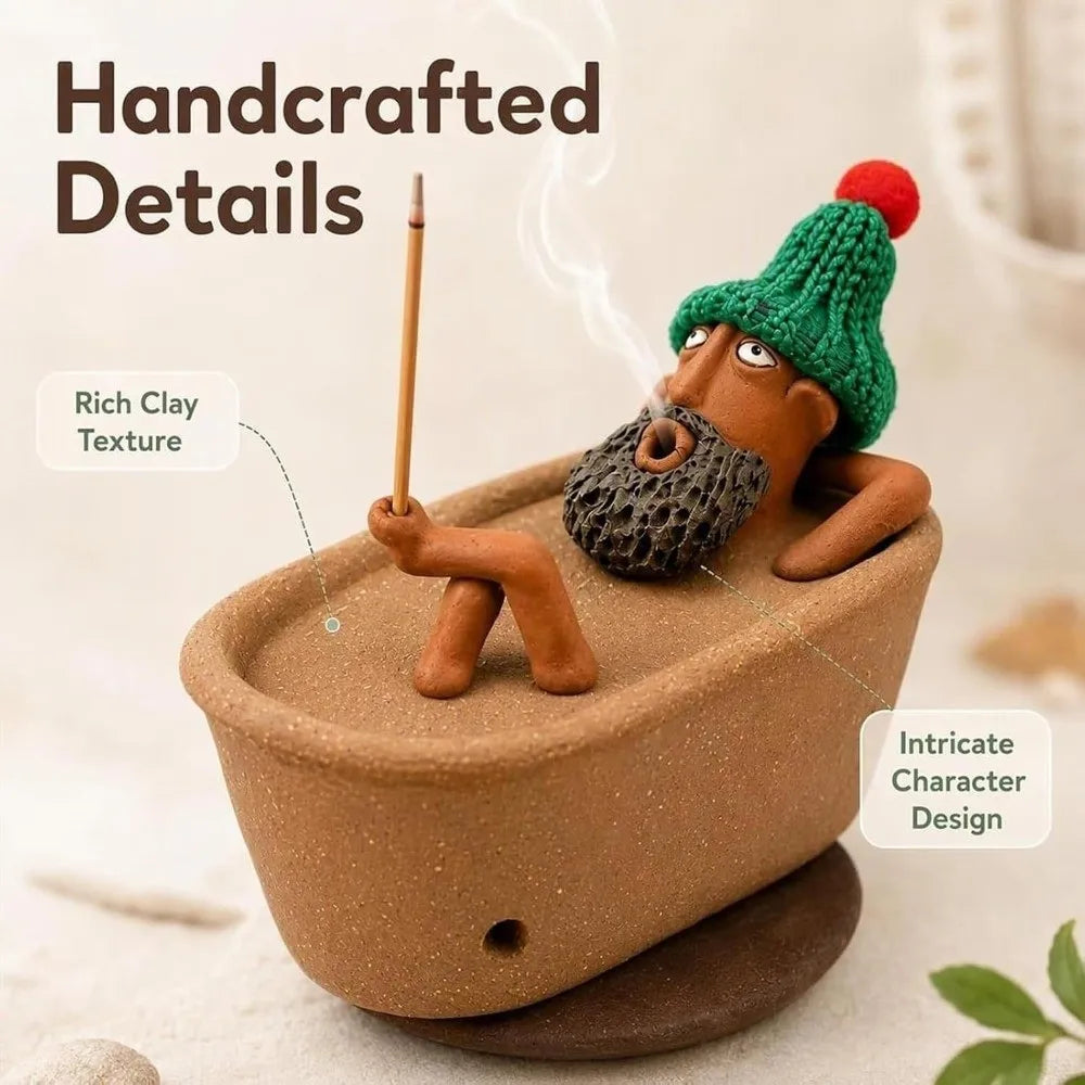 Funny Bath Man Incense Burner Desk Ornaments Home Decor Bathtub Incense Holder Creative Resin Aromatherapy Incense Holder