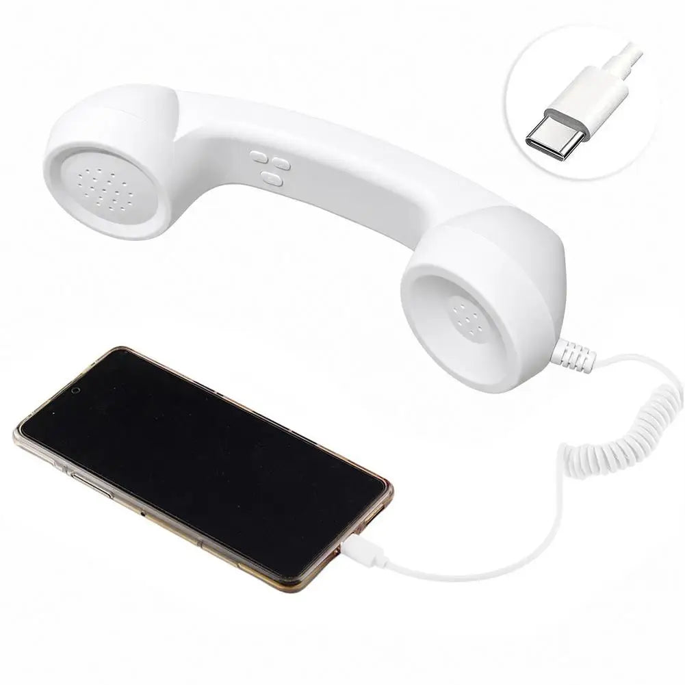 Type-C Retro Phone Telephone Receivers Retro Phone Handset Radiation Proof Handheld Phone Receiver for Mobile Phones