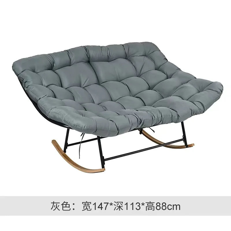 2027 NEW Outdoor Patio Rocking Chair, Extra-Large Double Papasan Rocking Chair with Coated Steel Frame and Thick Cushions.