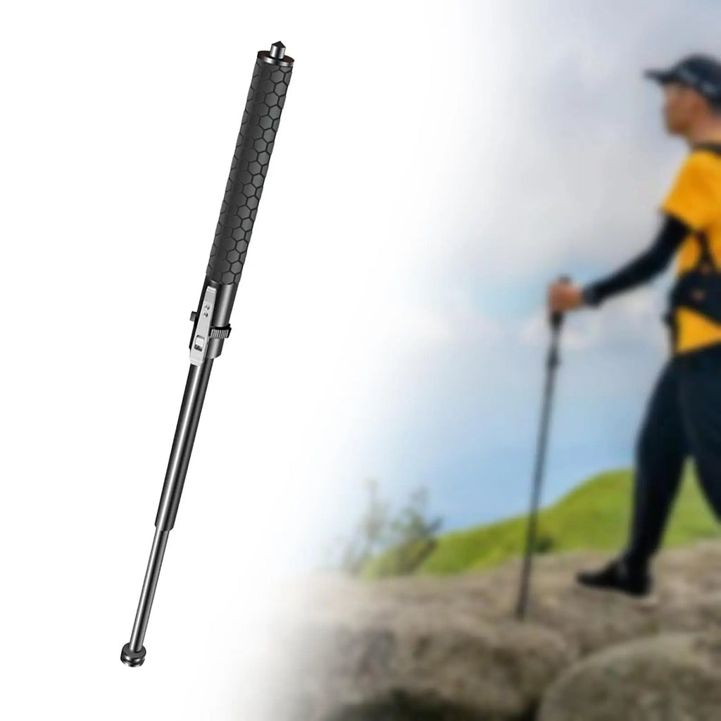 Retractable Hiking Cane with Anti Slip Handle Durable Alloy Steel Telescopic Trekking Pole for Mountaineering