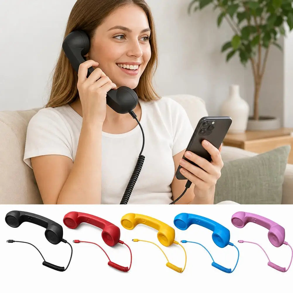 Type-C Retro Phone Telephone Receivers Retro Phone Handset Radiation Proof Handheld Phone Receiver for Mobile Phones