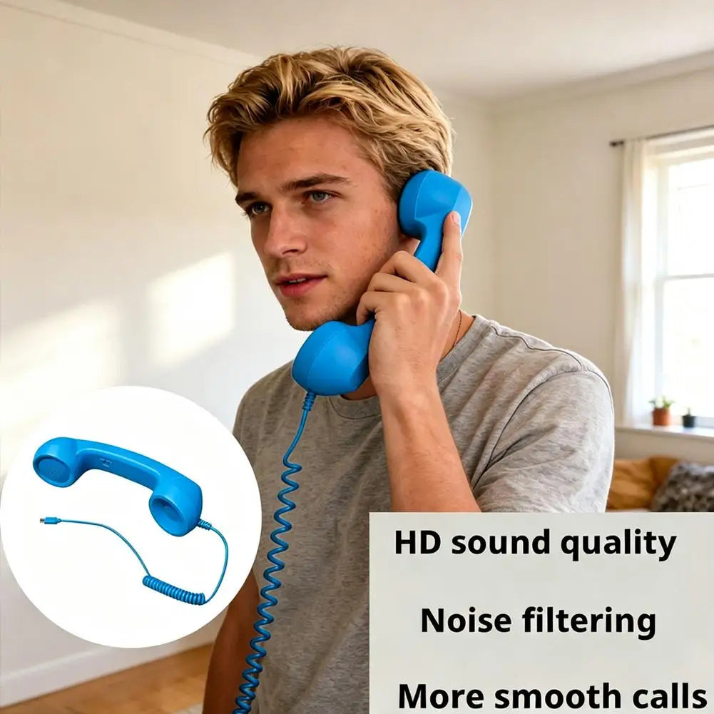 Type-C Retro Phone Telephone Receivers Retro Phone Handset Radiation Proof Handheld Phone Receiver for Mobile Phones