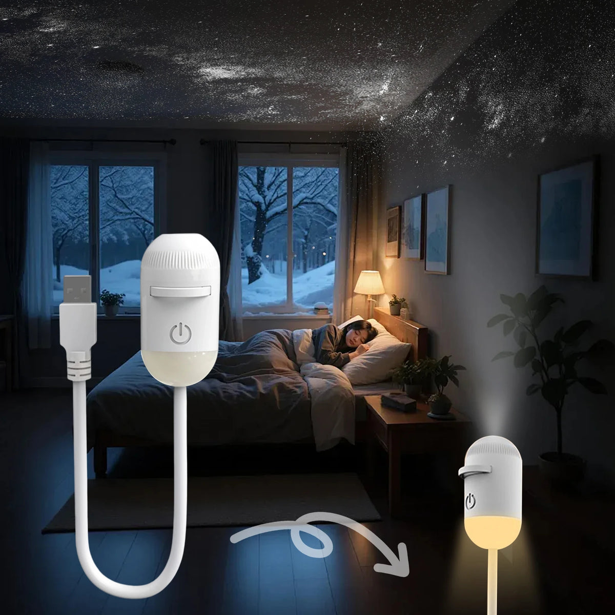 Magnetic LED Sunset Lamp Wireless Wall Light 360 Degree Rotatable Rechargeable Night Light for Bedroom Decor No Drill Light