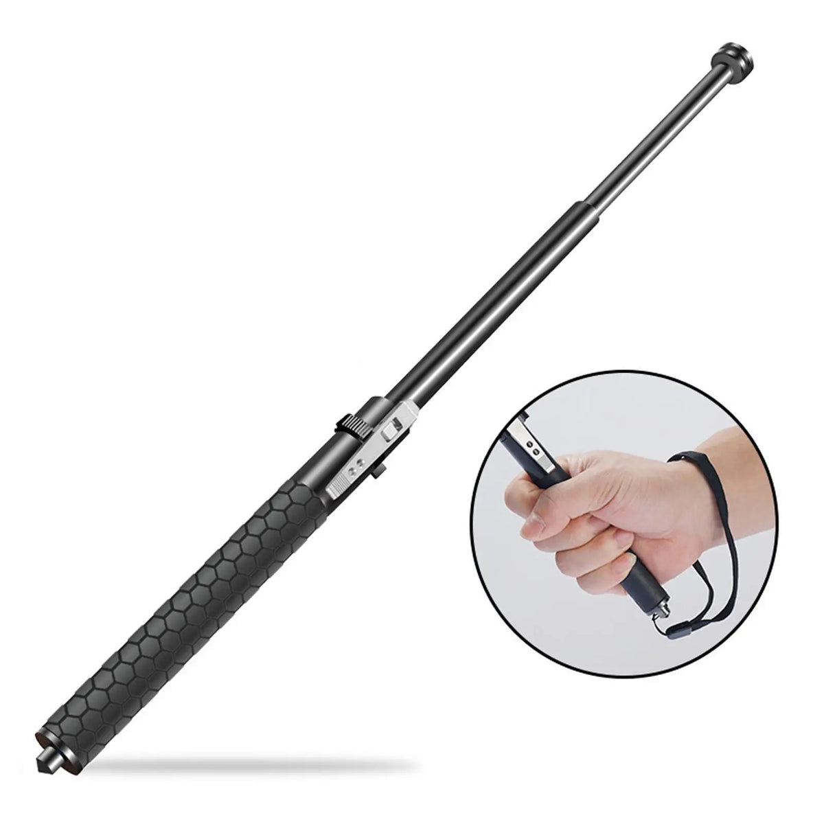 Retractable Hiking Cane with Anti Slip Handle Durable Alloy Steel Telescopic Trekking Pole for Mountaineering