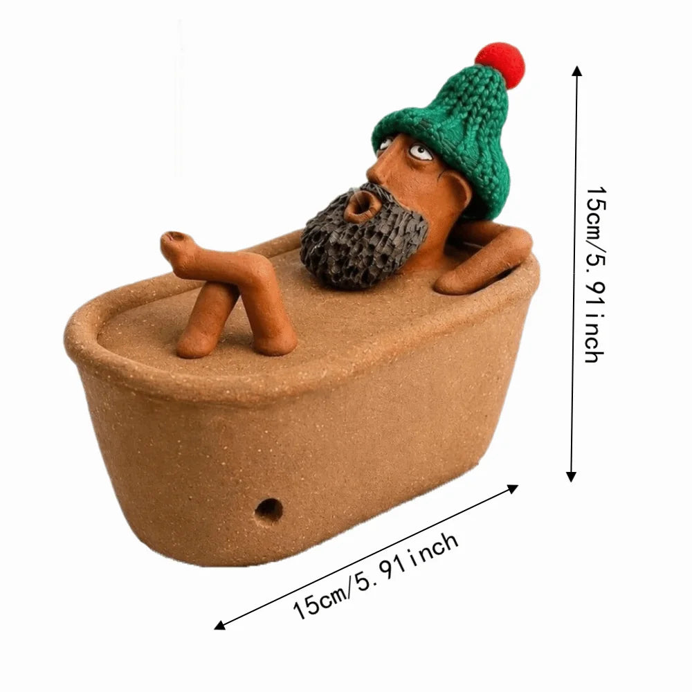 Funny Bath Man Incense Burner Desk Ornaments Home Decor Bathtub Incense Holder Creative Resin Aromatherapy Incense Holder