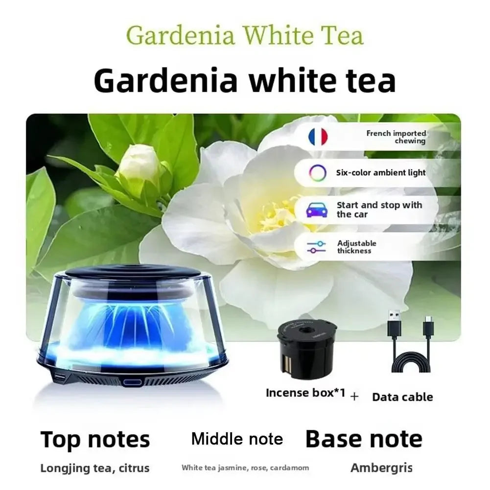 Smart Car Aromatherapy Diffuser Auto Spray Ambient Snow Cloud View Air Freshener Perfume Mountain Light S8Y2