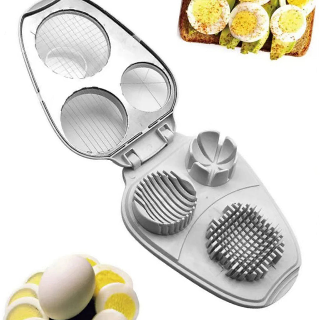 1PC-Egg Slicer, Cracker, Fancy Egg Cutter, 3-in-1 Egg Cutting Tool