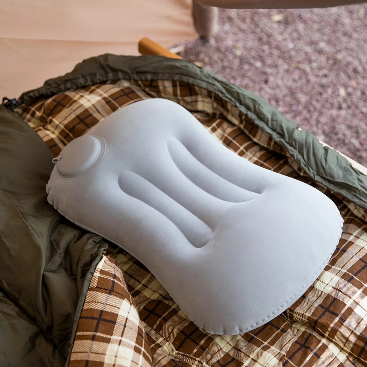 Ultralight Inflatable Camping Pillow Portable Travel Hiking Air Sleeping Pillow for Neck And Lumbar Support