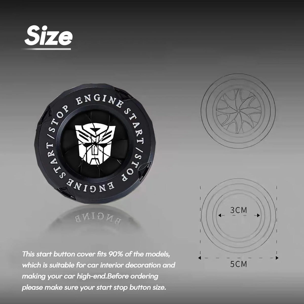1pc Universal Car Engine Start Button Cover, Car Stickers Interior Decor, Car Motorcycle Ignition Key Switch Cover(Autobots)