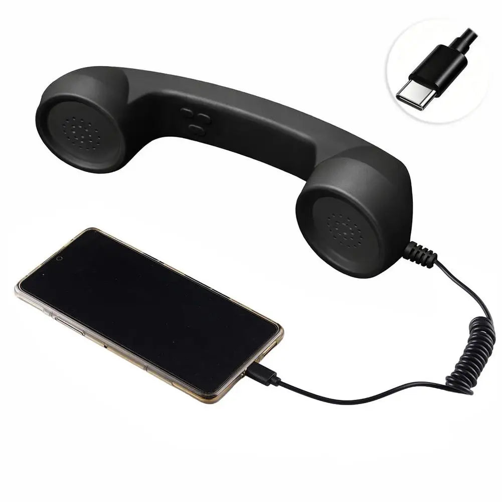 Type-C Retro Phone Telephone Receivers Retro Phone Handset Radiation Proof Handheld Phone Receiver for Mobile Phones