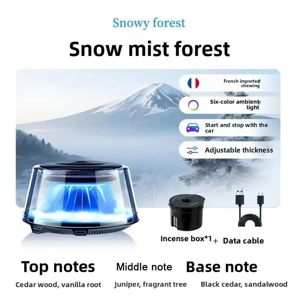 Smart Car Aromatherapy Diffuser Auto Spray Ambient Snow Cloud View Air Freshener Perfume Mountain Light S8Y2