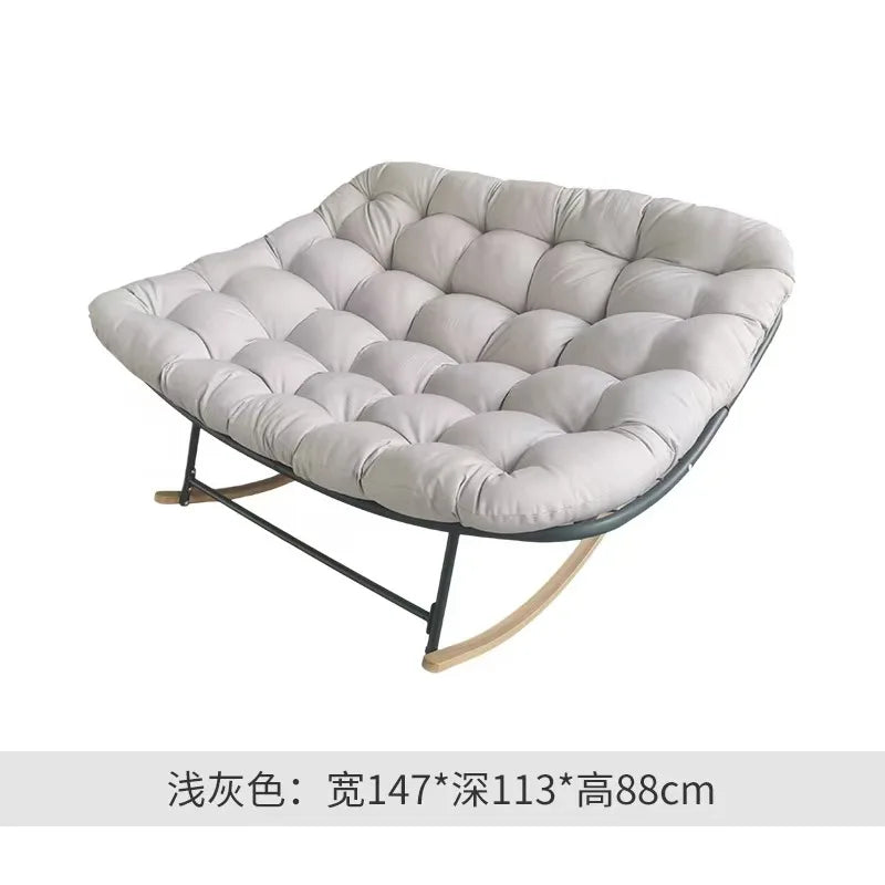 2027 NEW Outdoor Patio Rocking Chair, Extra-Large Double Papasan Rocking Chair with Coated Steel Frame and Thick Cushions.