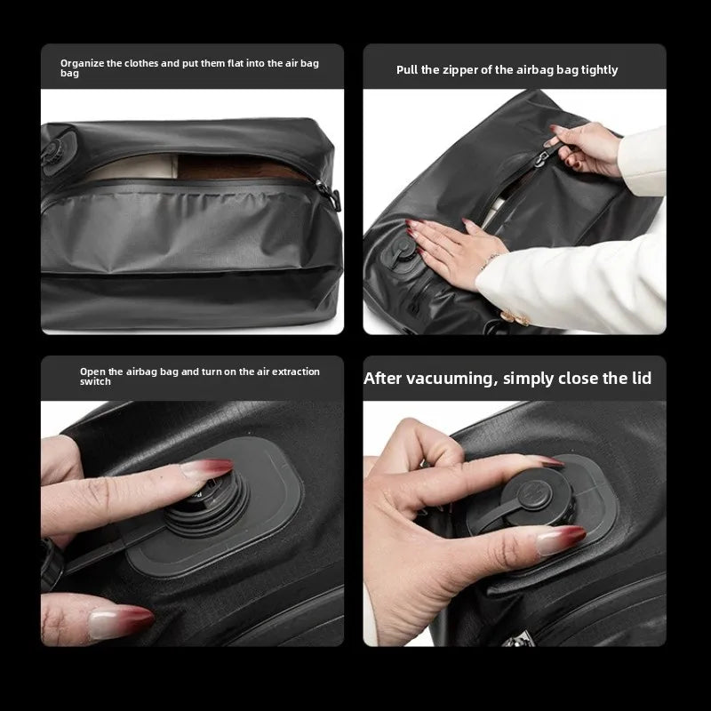 Automatic Vacuum Bag Built-in Air Pump Reusable Storage Bag Folding Outdoor Travel Compression Bag for Suitcases Backpack