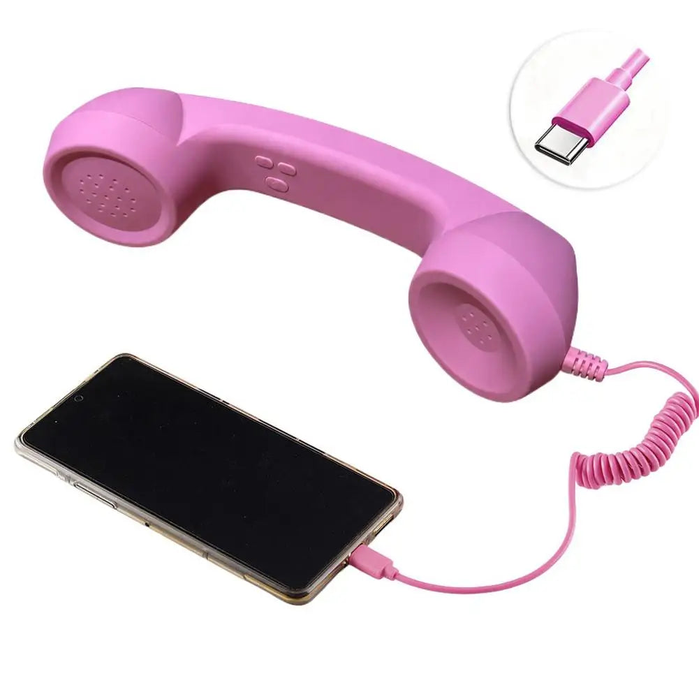 Type-C Retro Phone Telephone Receivers Retro Phone Handset Radiation Proof Handheld Phone Receiver for Mobile Phones