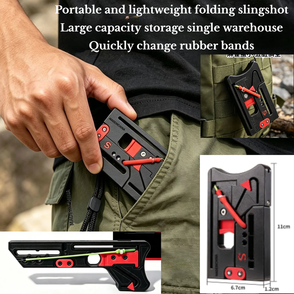 Portable Automatic Foldable Outdoor Non Competitive and Upgraded New Non-metallic Hunting Tool with Rubber Bands