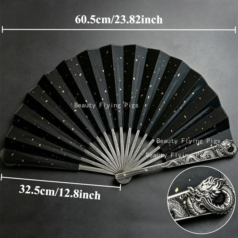 1pc Metal+silk Folding Fan, Chinese Style Decorative Craft Fan, Dance Fan, Cross Talk, Performance Props, Home Decoration