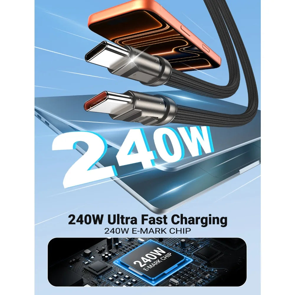 AUFU 240W USB C to Type C Cable Universal Phone Lanyard 5A Quick Charge Data Cable for iPhone17 Macbook Xiaomi Short Wrist Strap