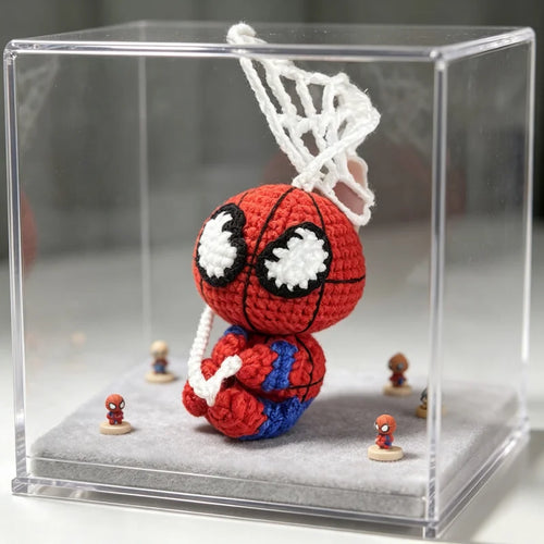 Handmade Crochet Spider Man Doll Yarn Woven Finished Keychain Car Bag Hanging Pendant Decorative Ornament Gift For Friend