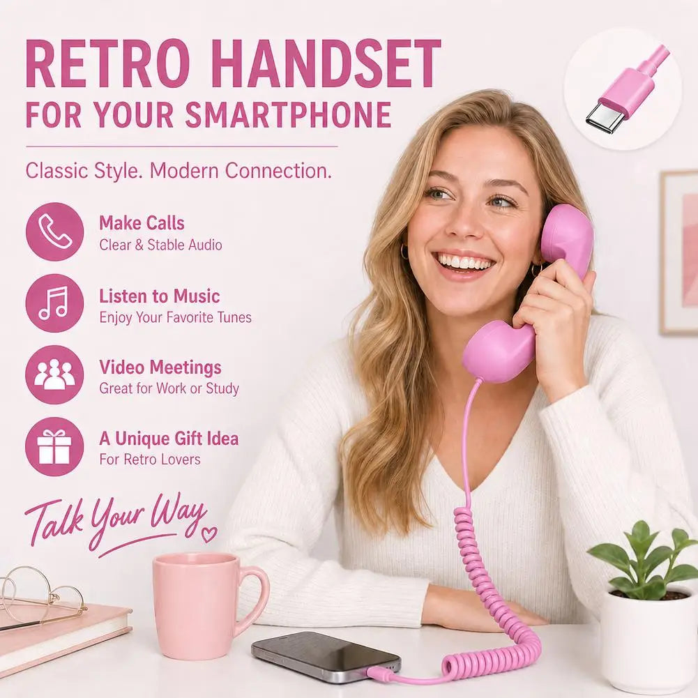 Type-C Retro Phone Telephone Receivers Retro Phone Handset Radiation Proof Handheld Phone Receiver for Mobile Phones
