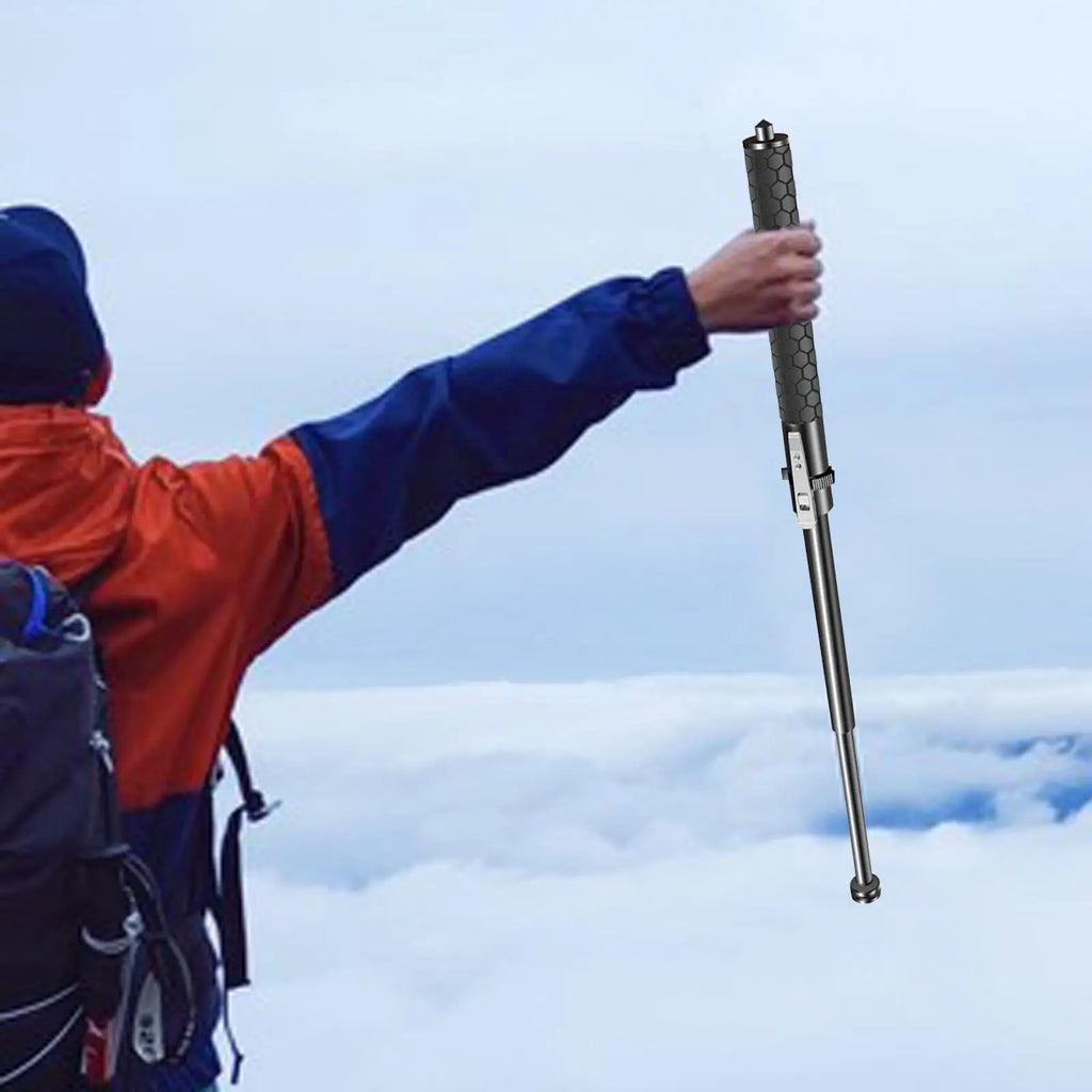 Retractable Hiking Cane with Anti Slip Handle Durable Alloy Steel Telescopic Trekking Pole for Mountaineering
