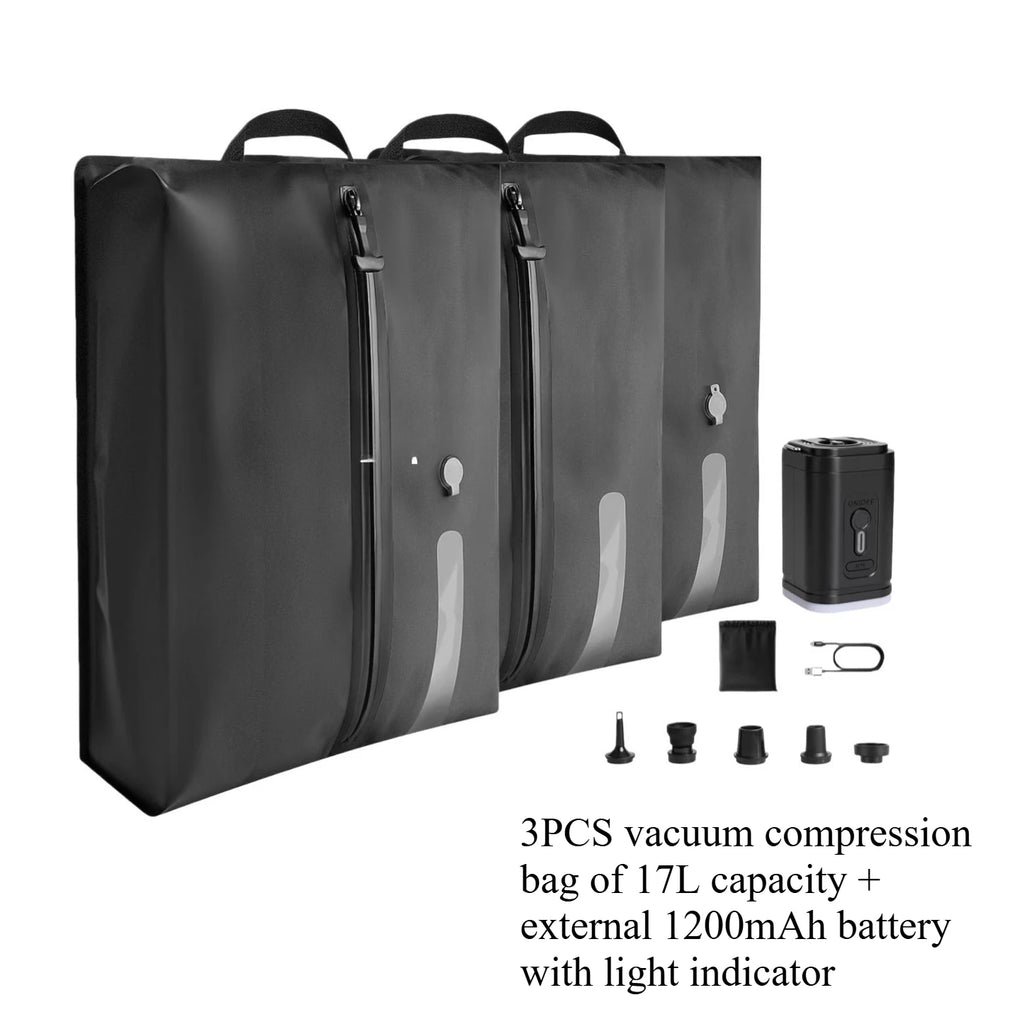 Automatic Vacuum Bag Built-in Air Pump Reusable Storage Bag Folding Outdoor Travel Compression Bag for Suitcases Backpack