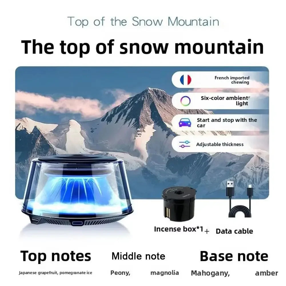 Smart Car Aromatherapy Diffuser Auto Spray Ambient Snow Cloud View Air Freshener Perfume Mountain Light S8Y2