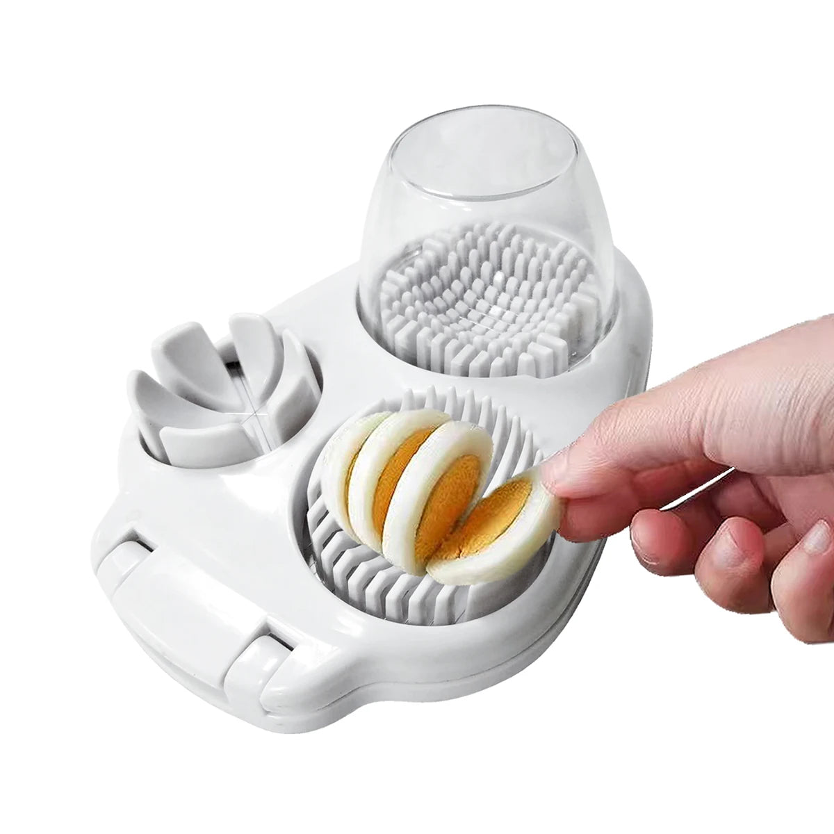 1PC-Egg Slicer, Cracker, Fancy Egg Cutter, 3-in-1 Egg Cutting Tool