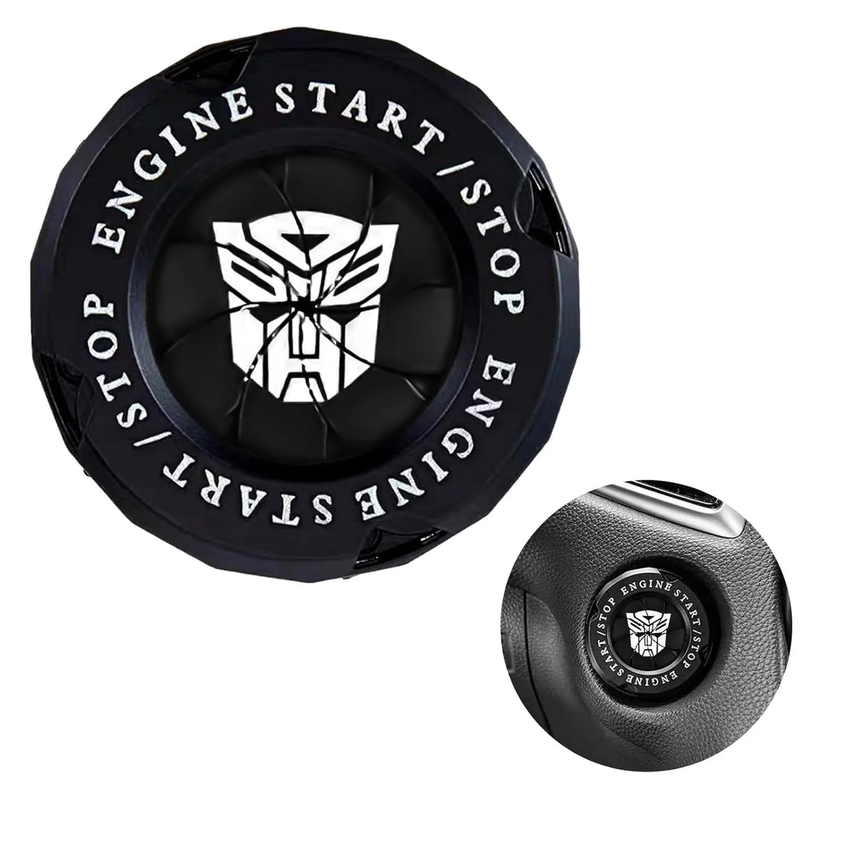 1pc Universal Car Engine Start Button Cover, Car Stickers Interior Decor, Car Motorcycle Ignition Key Switch Cover(Autobots)