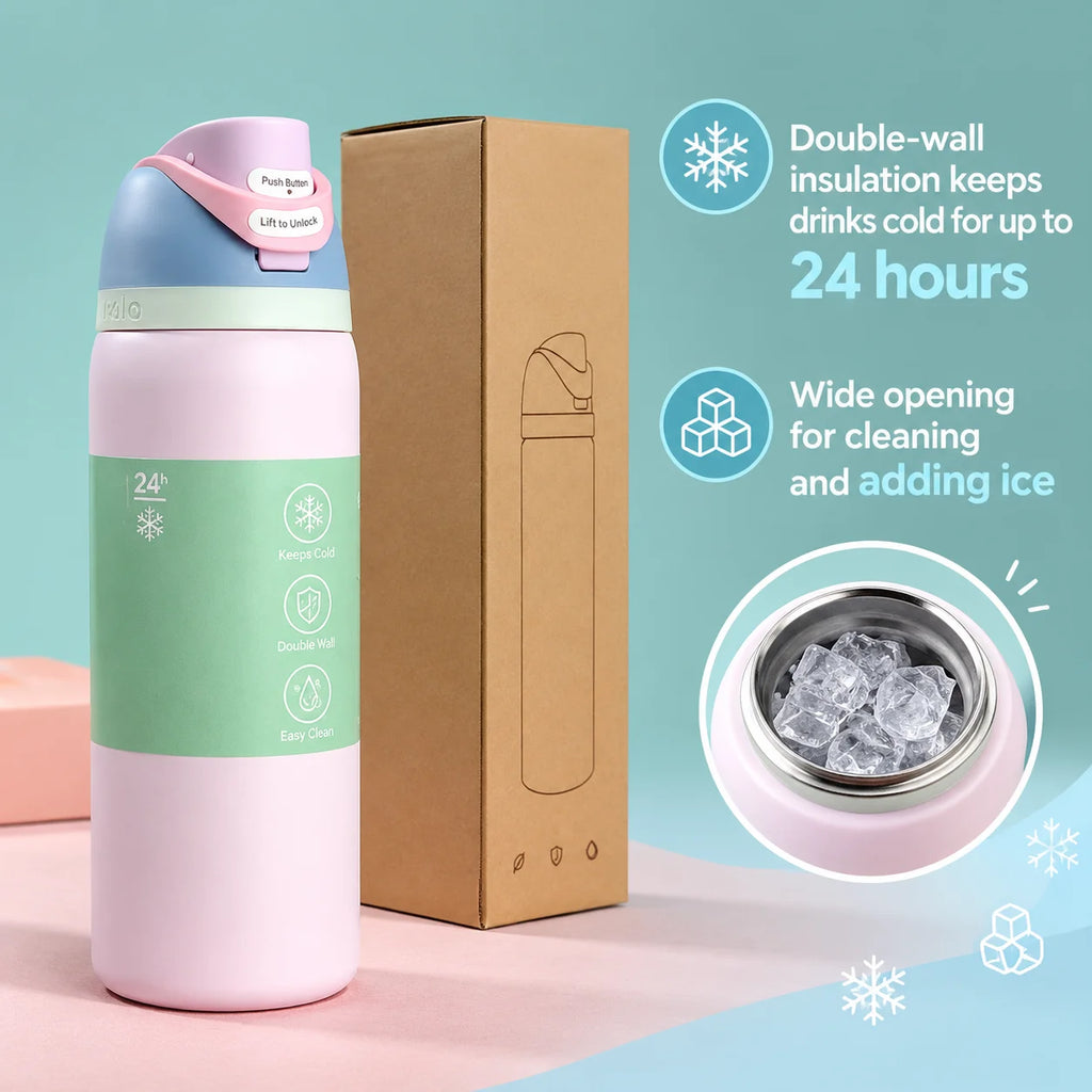 New Sports Water Cup 24Oz Insulated Stainless Water Bottle With Lid Insulated Stainless Water Bottle With for Sports and Travel