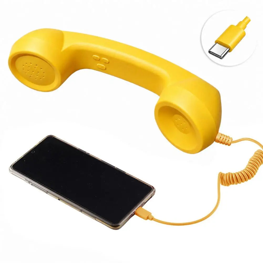 Type-C Retro Phone Telephone Receivers Retro Phone Handset Radiation Proof Handheld Phone Receiver for Mobile Phones
