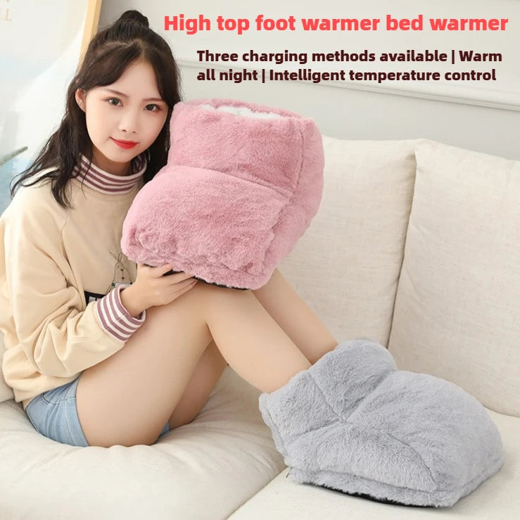 Electric Foot Warmer High Top Thick Plush USB Charging Energy Saving Hot Water Bag Suitable for Office Home Warm Foot Treasure