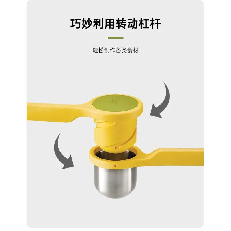 Multi-functional manual potato, garlic, and lemon masher - spinning crusher & crusher